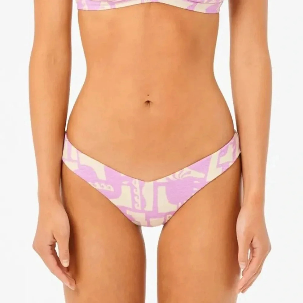 Rip Curl New Wave Fixed Tri Bikini Top & Hi Leg Skimpy Bottoms, violet - Picture 15 of 15